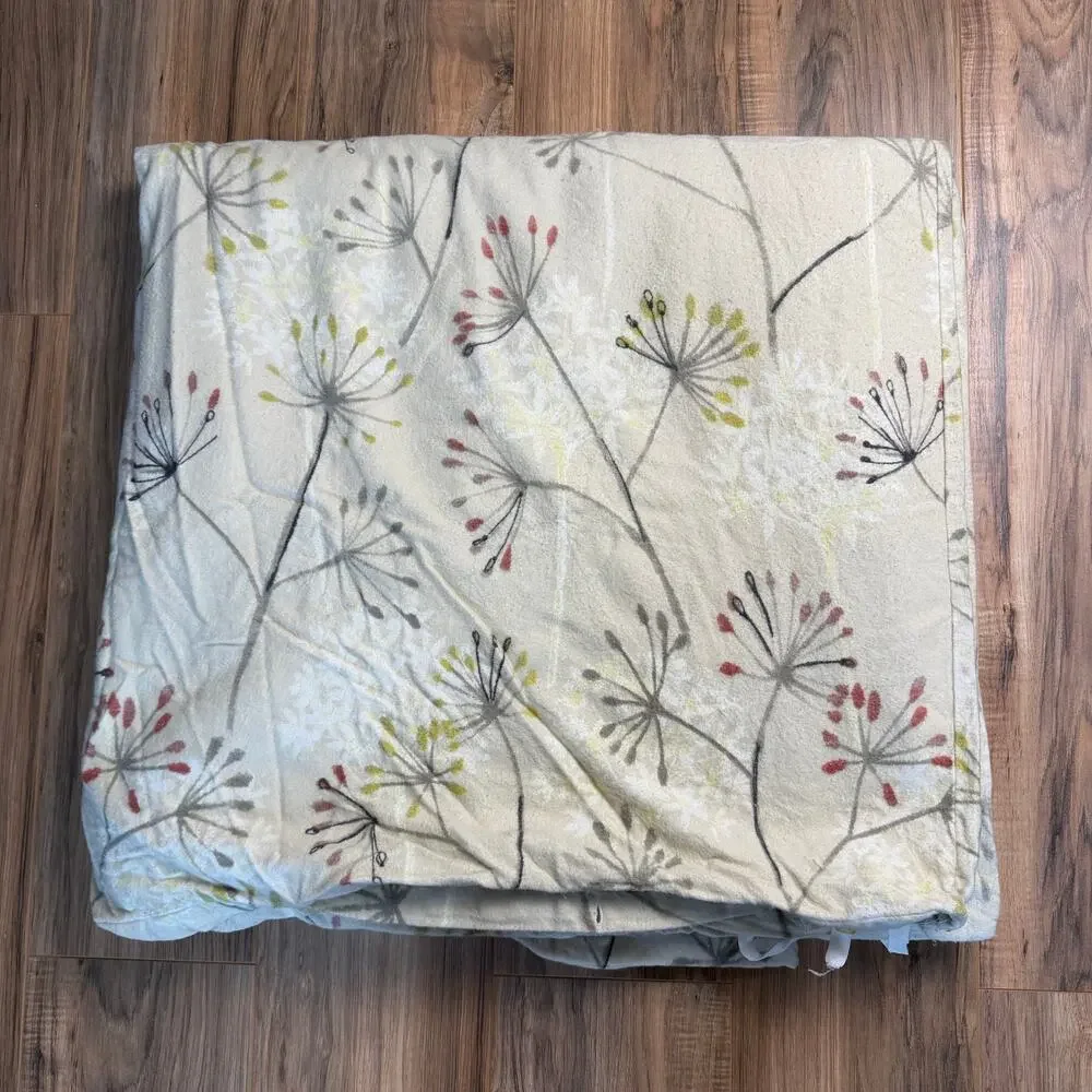 The Company Store King Size Flannel 100% Cotton Duvet Cover Botanical Dandelion